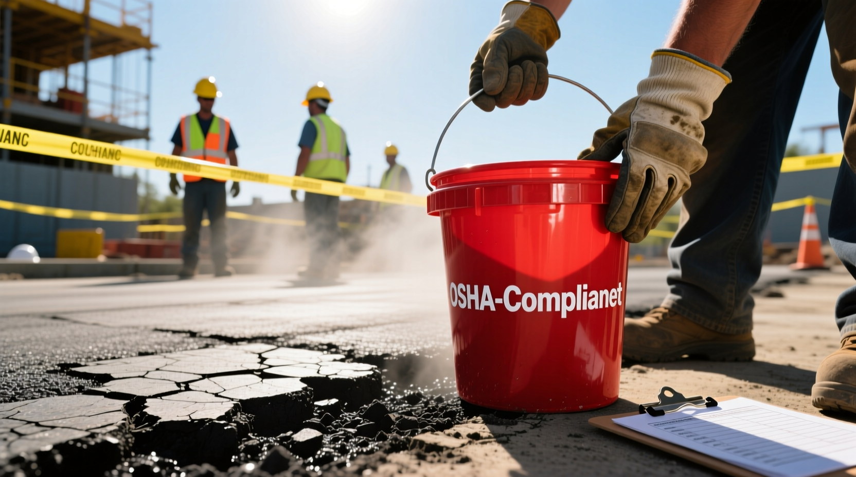 hot asphalt bucket safety