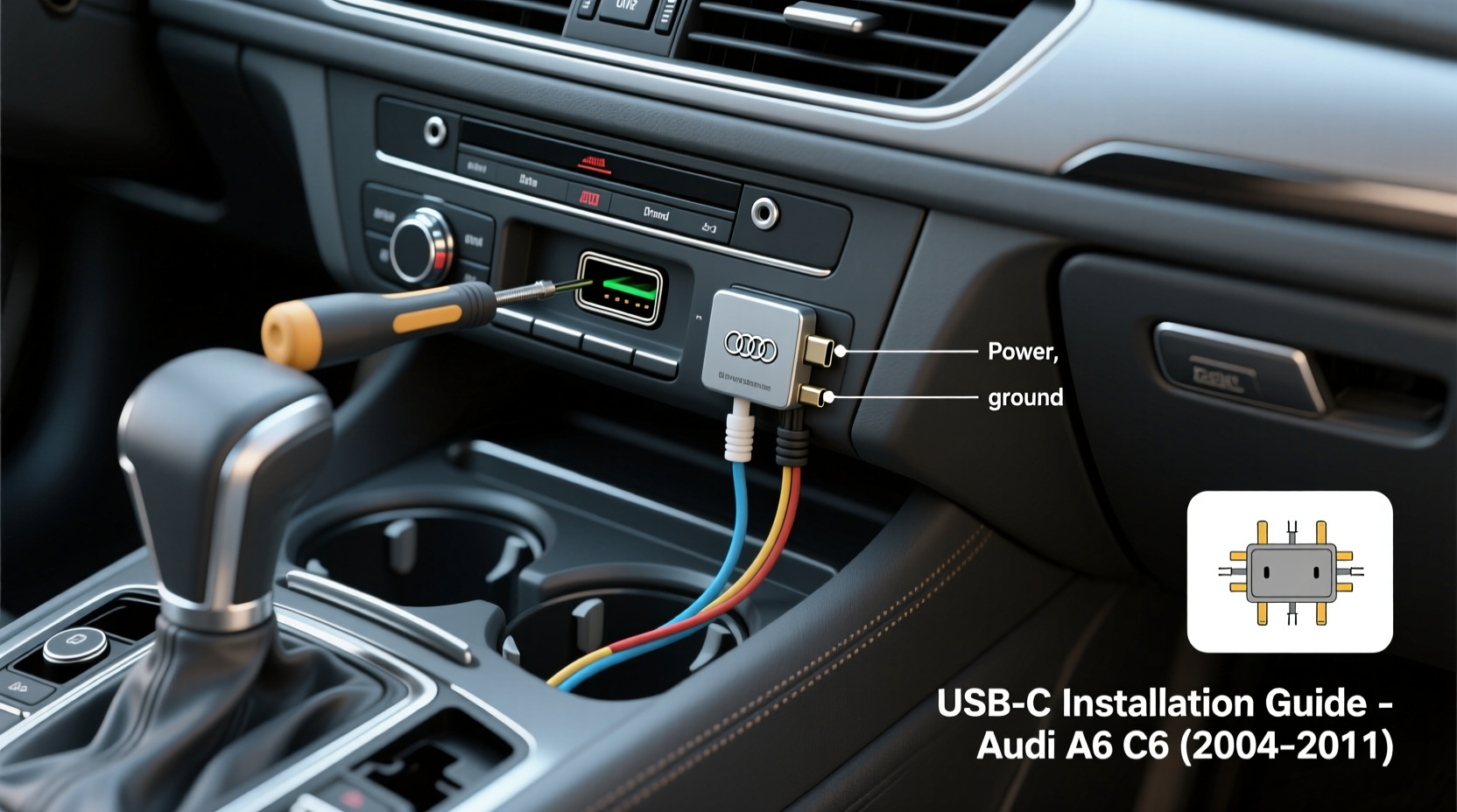 usb c install a6 c6 interior