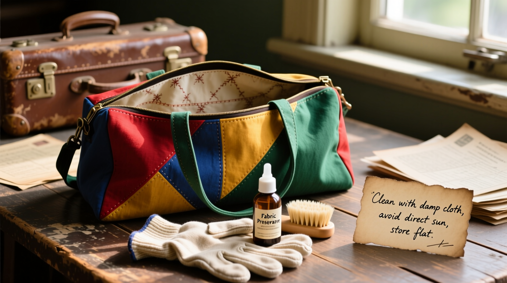 how to effectively clean and preserve your colorblock patchwork bowling bag