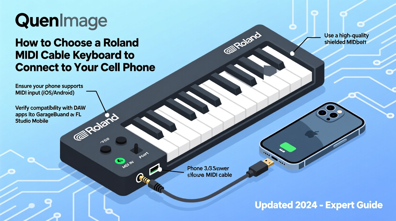 roland midi cable keyboard until cell phone