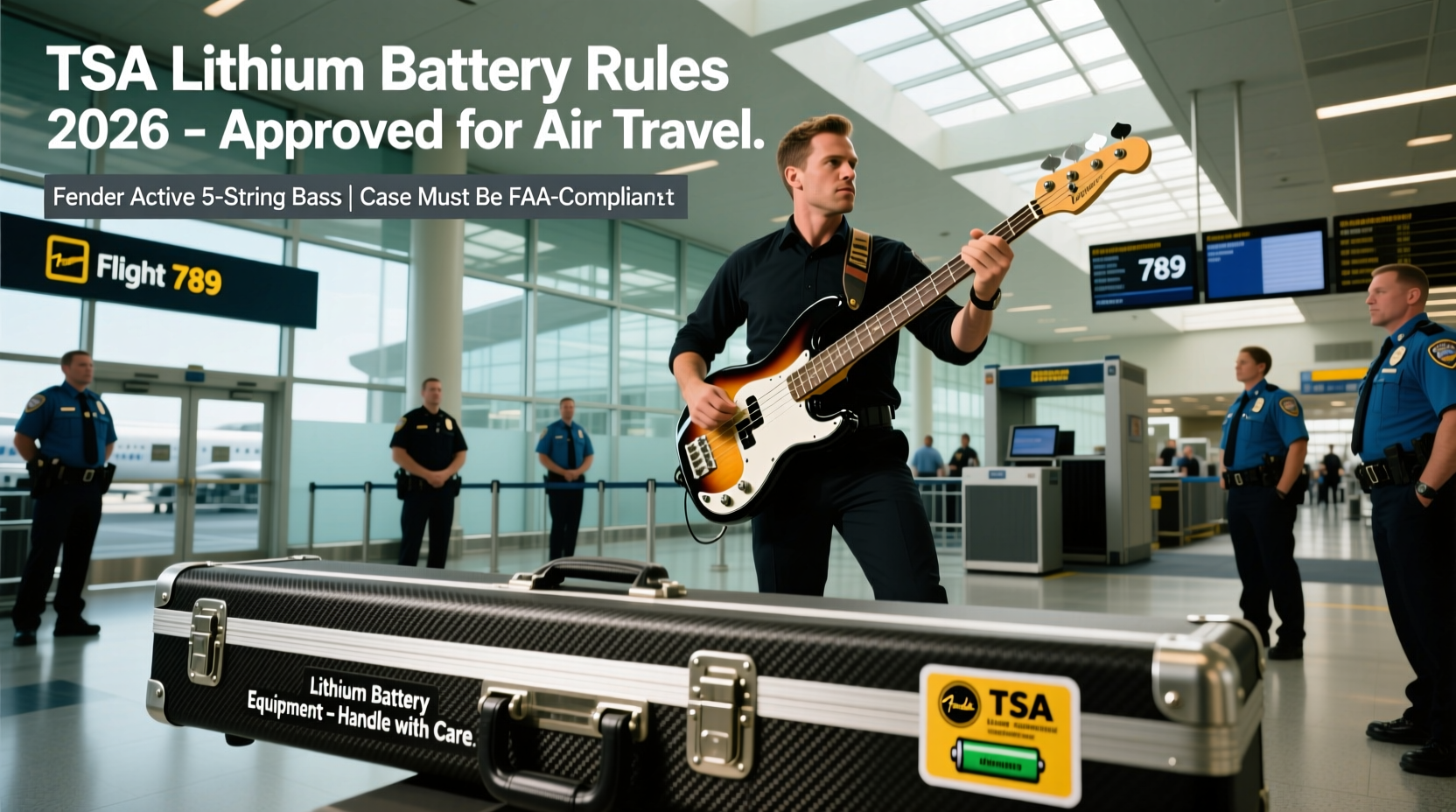 Can You Safely Fly with a Fender Active 5-String Bass in 2026? TSA Lithium Battery Rules, Case Requirements, and Airline-Specific Bass Transport Tips