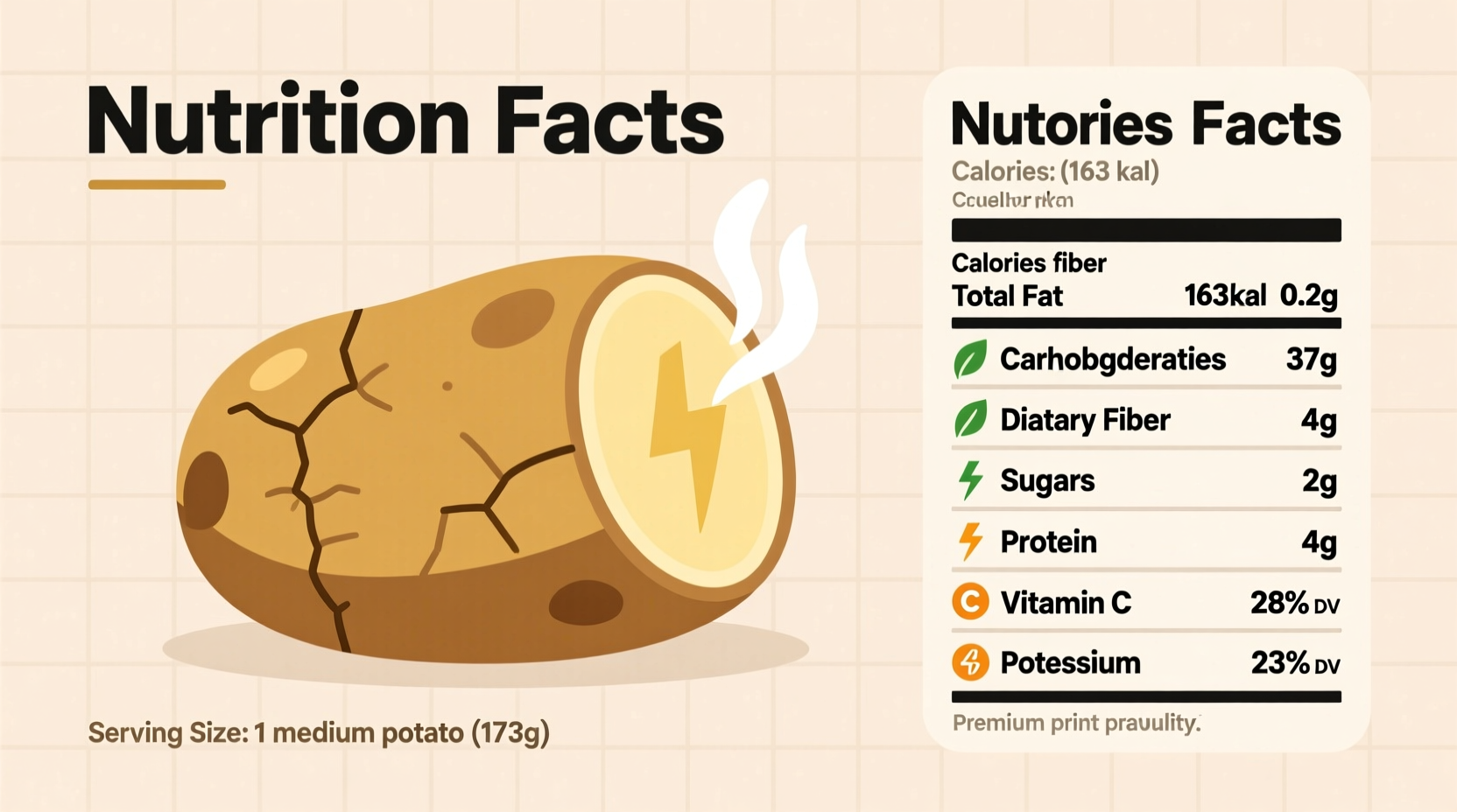 Nutrition facts of baked potato with skin