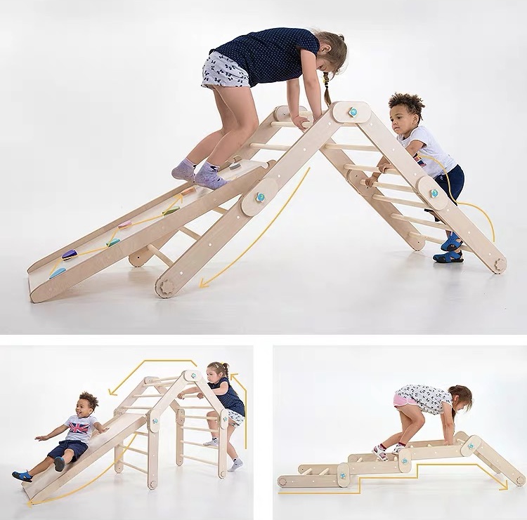 KD101 Hot selling educational children toys Foldable indoor wooden triangle climbing frame