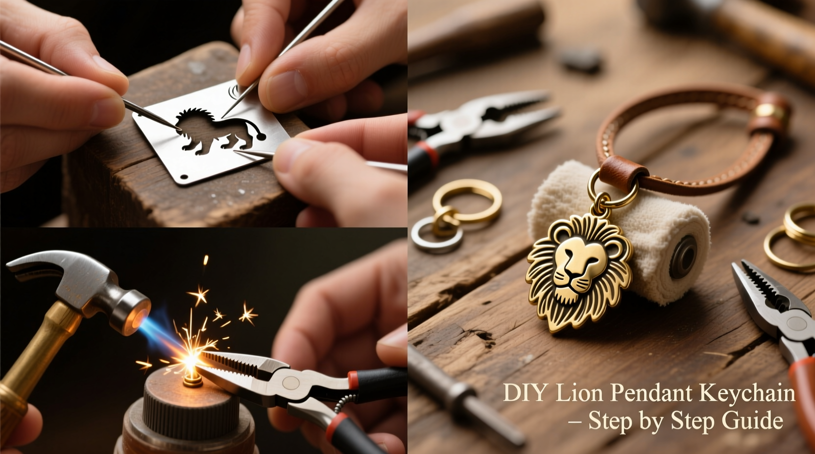 step by step guide to crafting a small lion pendant keychain at home