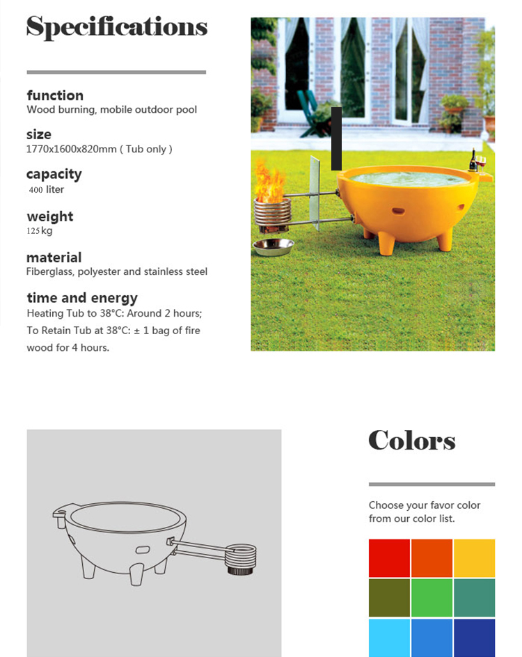 Fiber Glass Waltmal hottub wood fired hot tub hot tub spa outdoor hot tub