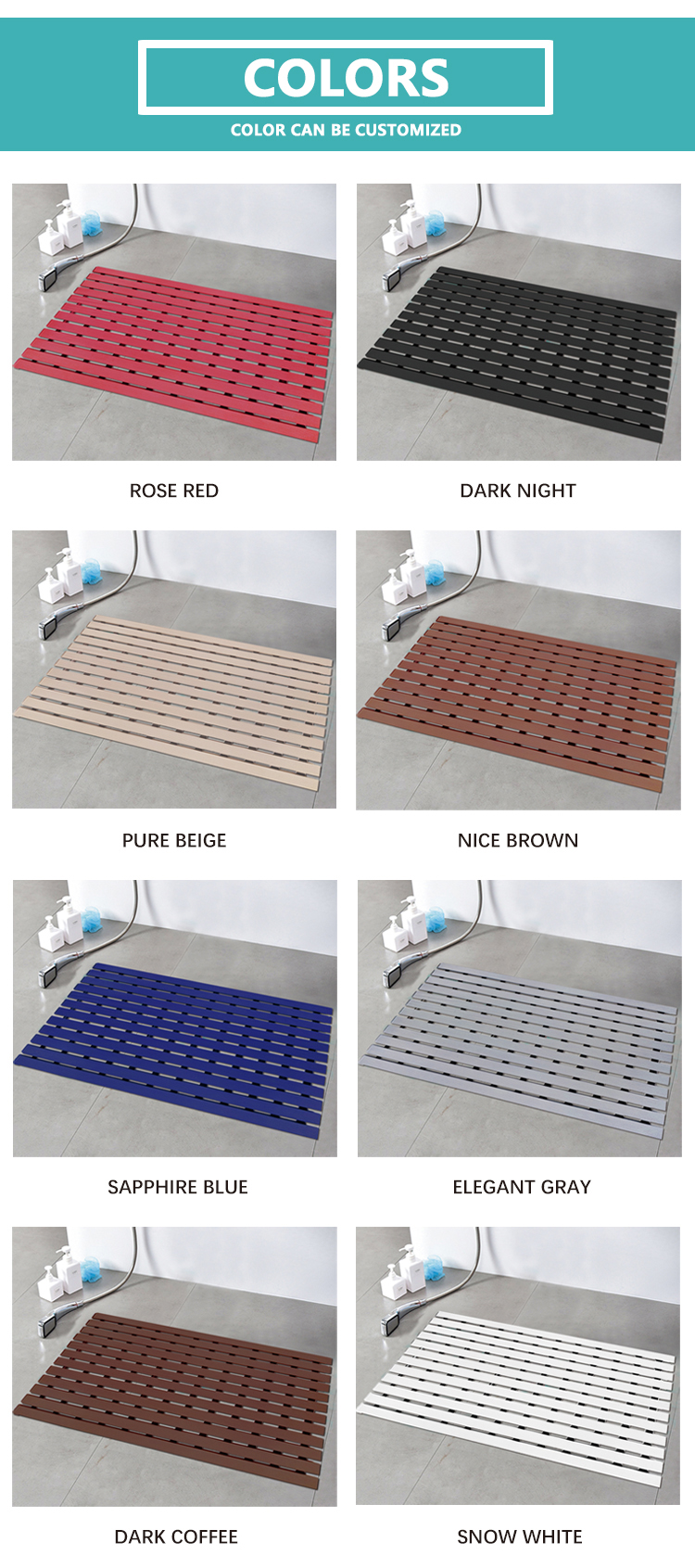China Manufacturer silicone bathroom corner plastic thick shower mat full body spa bath pillow mat(图10)