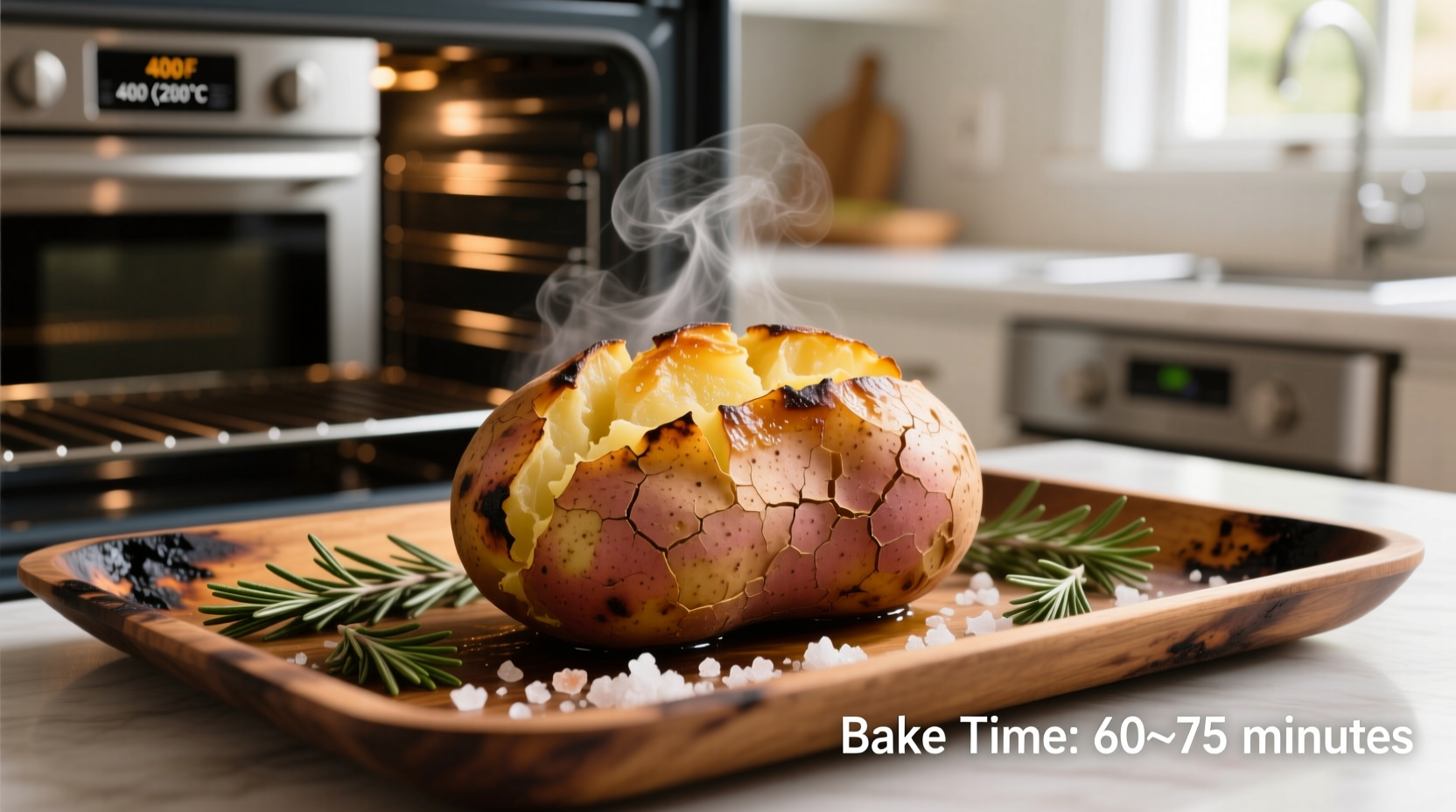 how long does a baked potato take in the oven