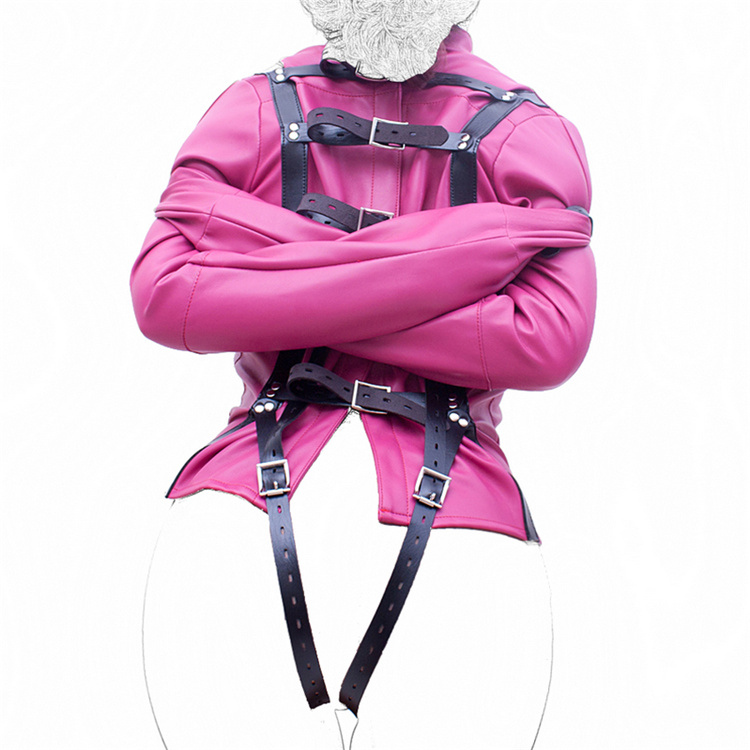 顶体夹克长袖皮革紧身衣束缚克制开裆直夹克恋物癖 gimp 角色扮演成人