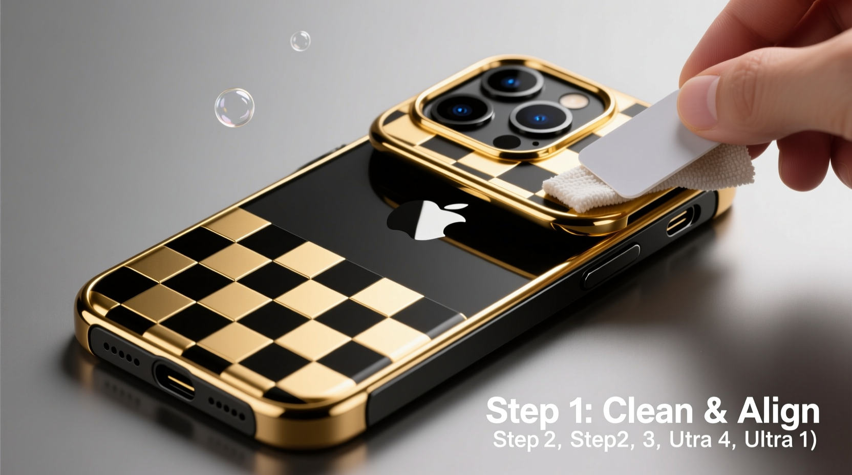 step by step guide to installing a golden checkered iphone case for ultimate protection and style
