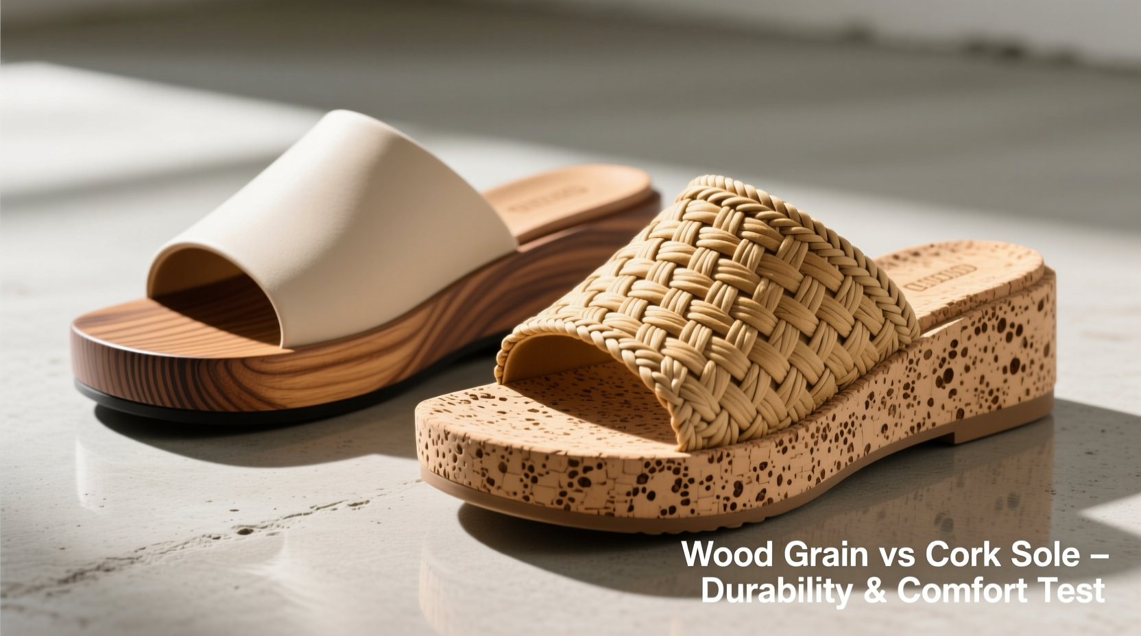 wood grain vs cork platform sandals which sole holds up better and feels good