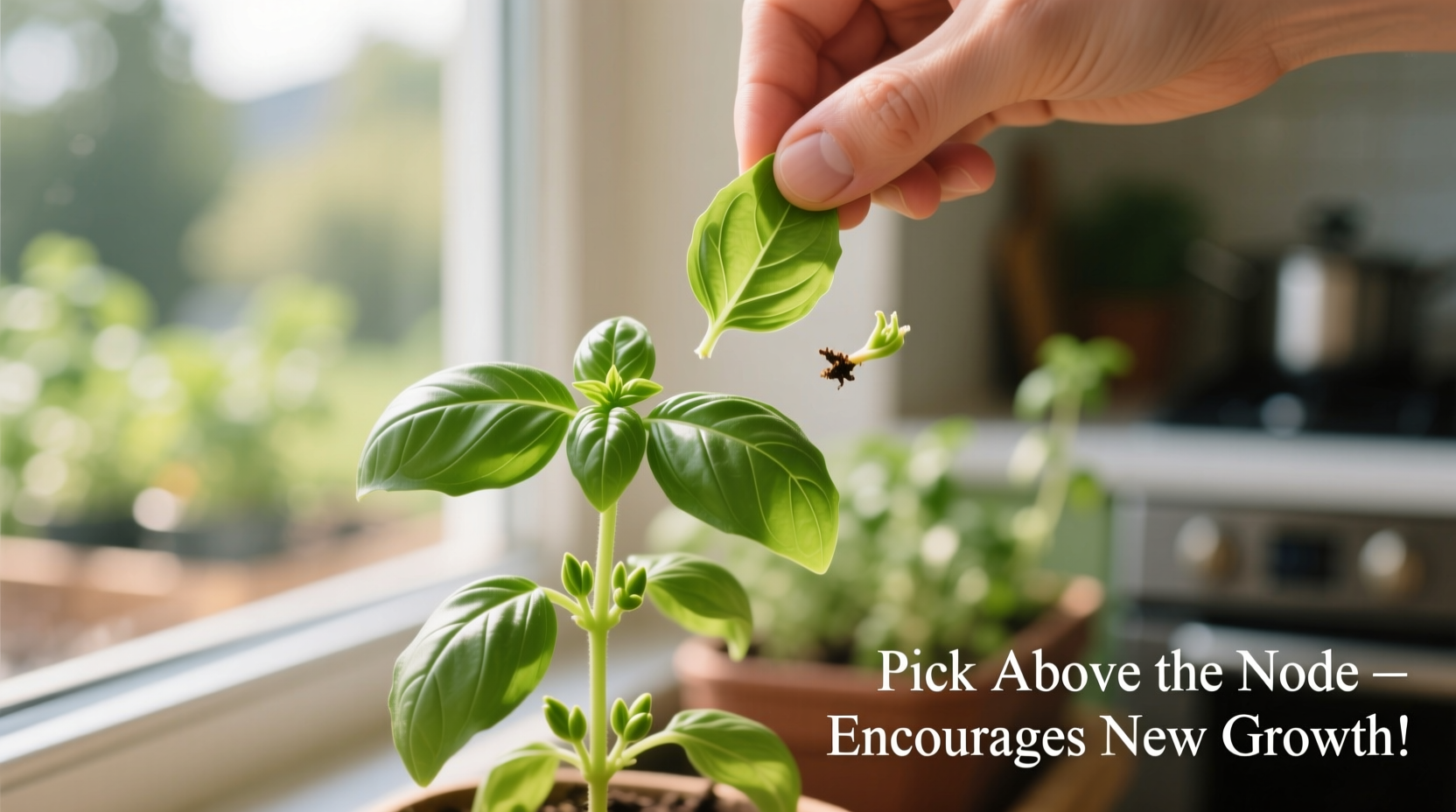 how to pick leaves from a basil plant
