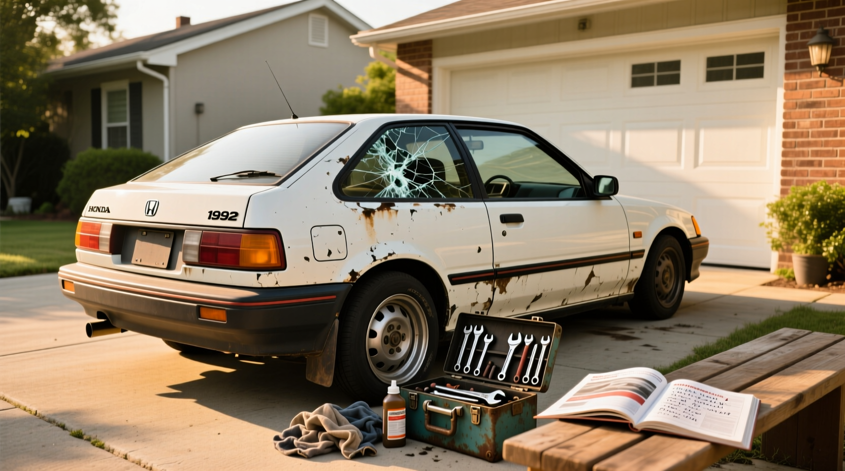 1992 Honda Civic EG hatchback parked on residential street