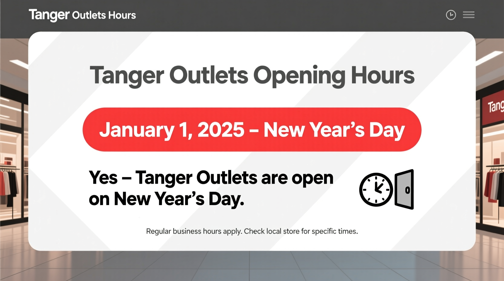 is tanger outlets open on new years day