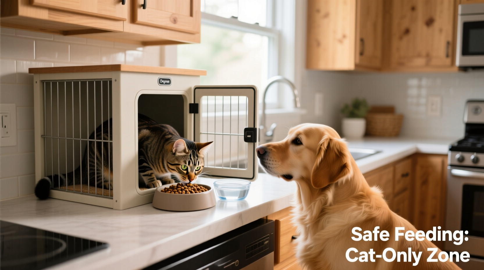 effective strategies to feed your cat safely when you have a food loving dog