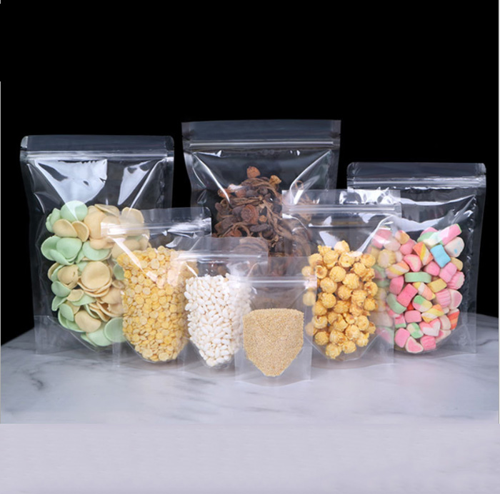 Custom Printed Matte Frosted Transparent Packaging Bag Stand Up Pouch Clear Resealable Plastic Zipper Bag