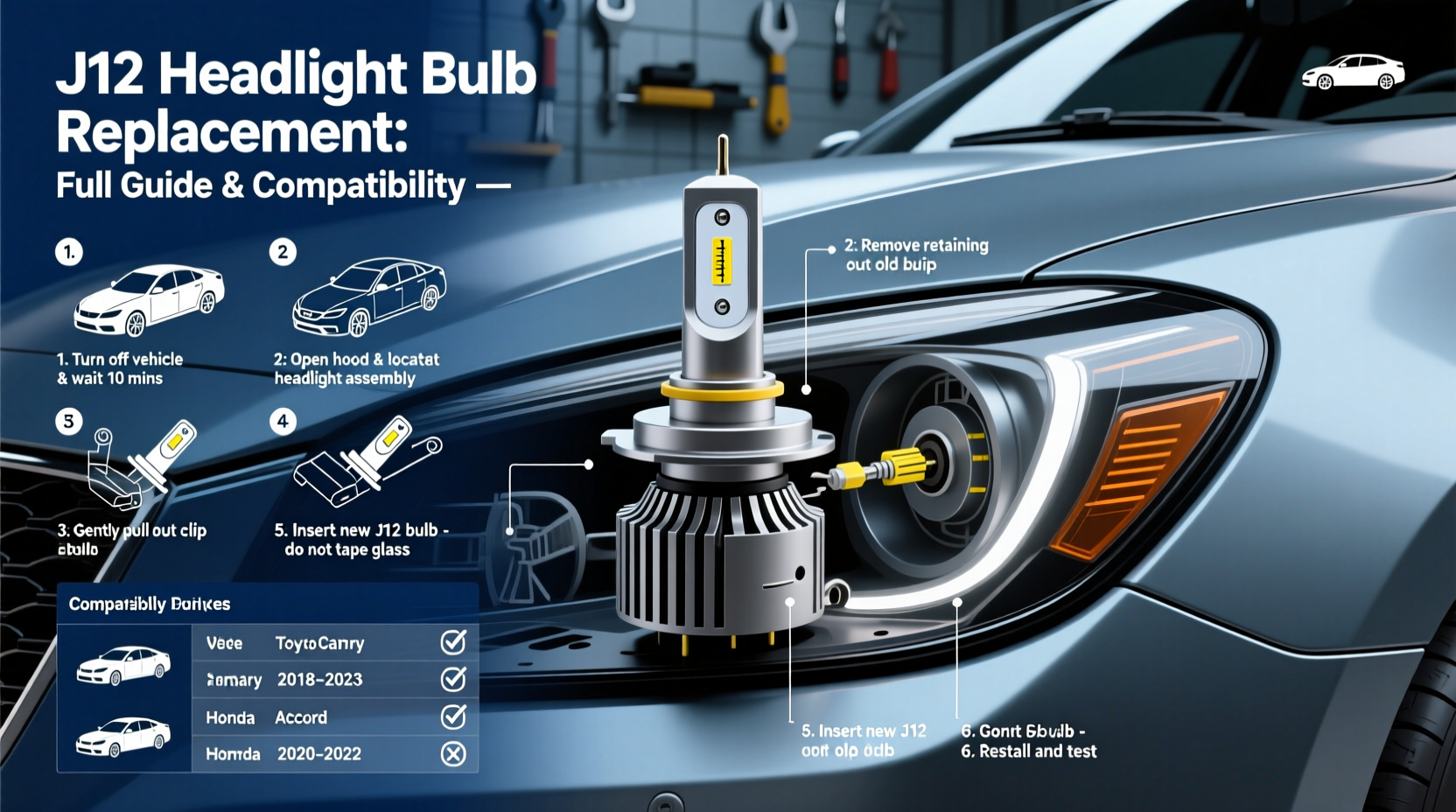 j12 headlight bulb replacement