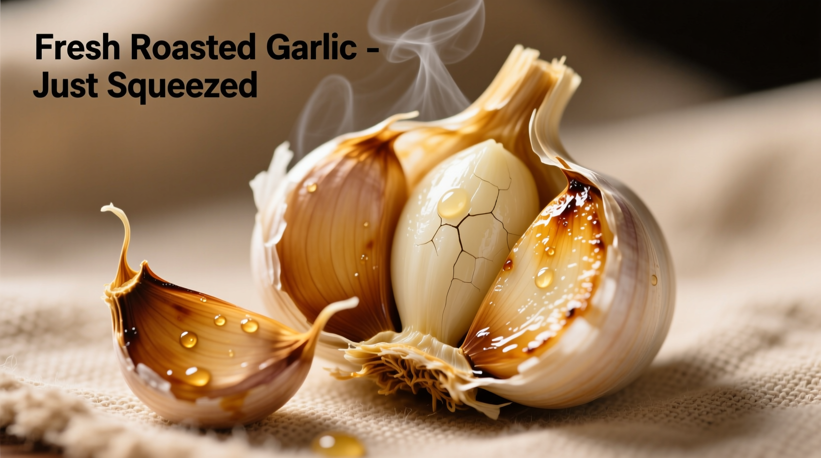 Fresh roasted garlic cloves squeezed from skins