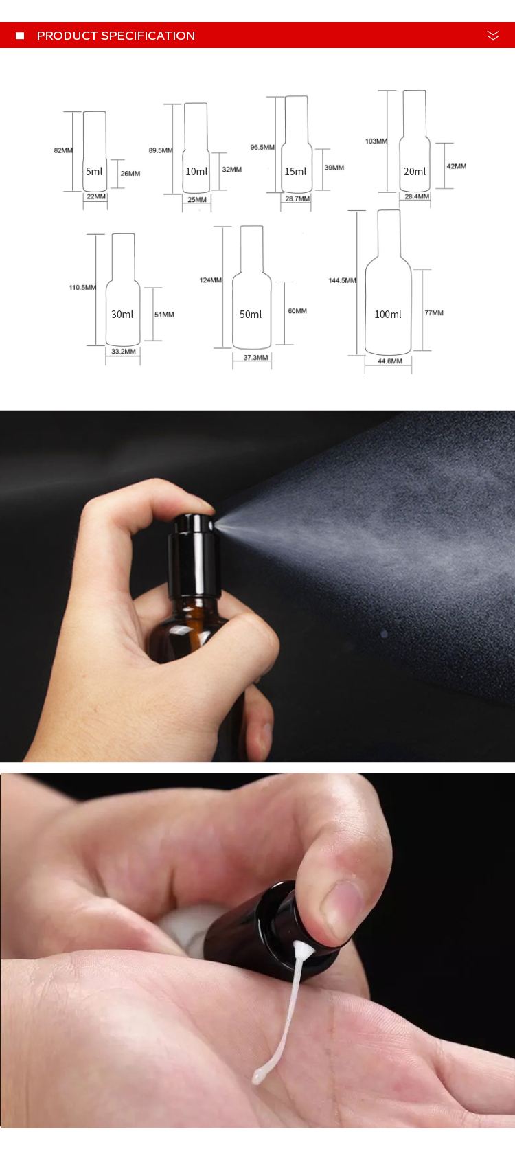 22mm Dia Glass Cosmetic Containers Matte Black Perfume Glass Bottle H82mm