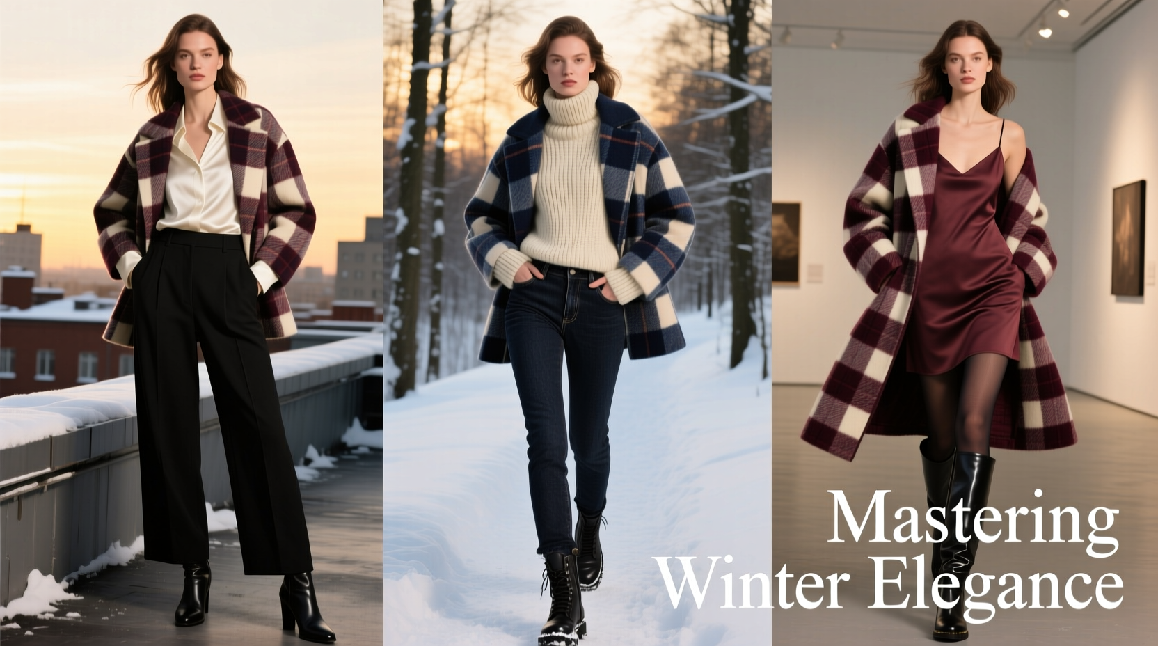 mastering winter elegance creative ways to style your wool plaid jacket with versatile outfits