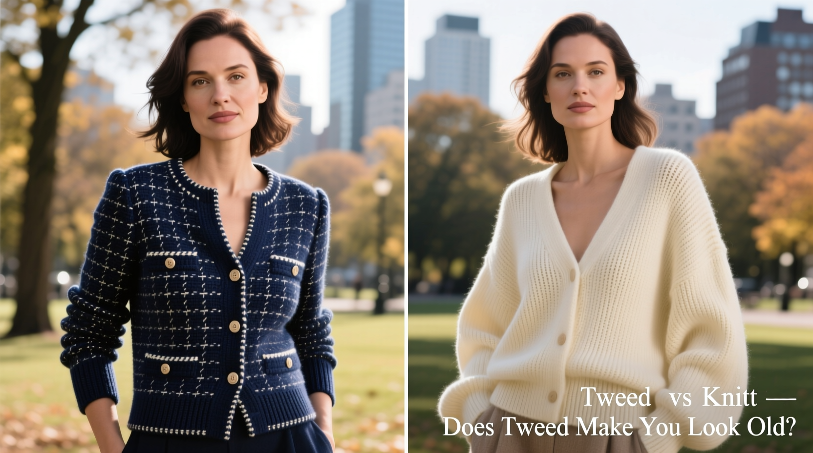tweed vs knit cardigan will tweed make me look old