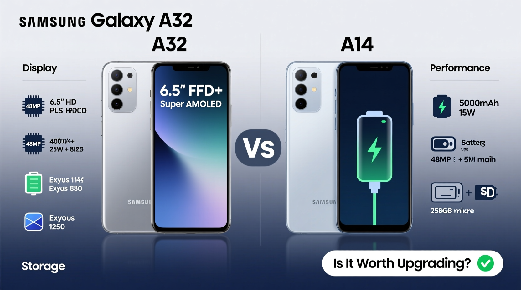 samsung a32 vs a14 is it worth upgrading or are they basically the same 2