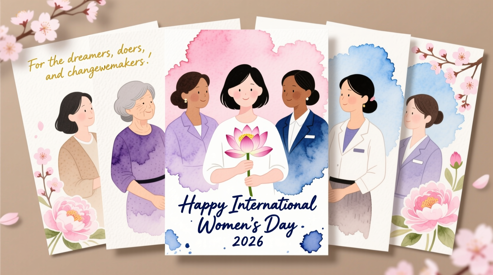 watercolor womens day cards