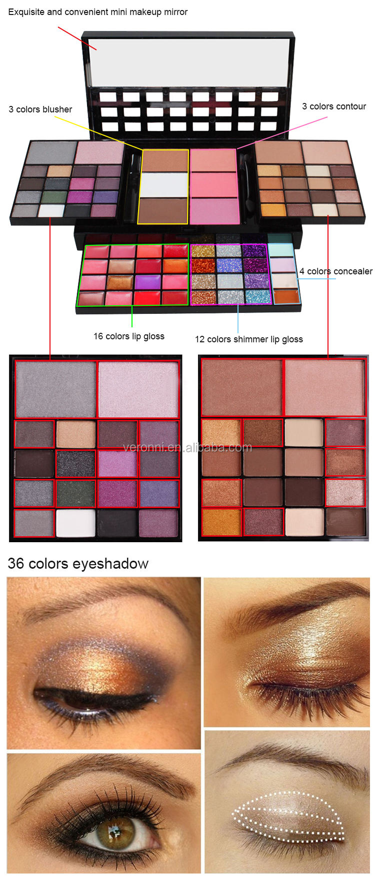 FODERE OCCHI 60 Colori E Tavolozza Ombretti Attivata Ad Acqua!, Trucco - Foto 9