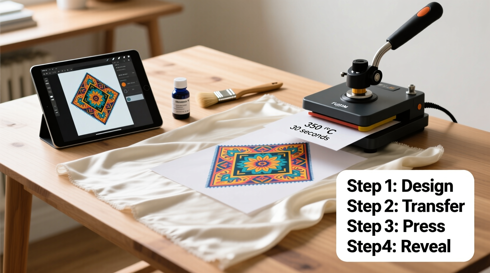 step by step guide to printing your unique design on a silk shawl at home