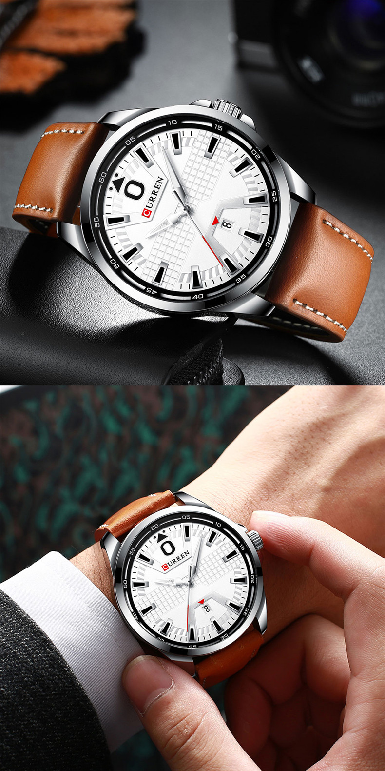 Nouvelle marque de mode CURREN montre à Quartz hommes bracelet en cuir hommes affaires montre-bracelet Auto Date mâle horloge Relogio Masculino