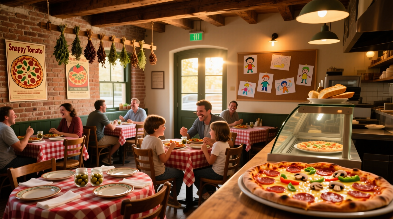 Snappy Tomato Pizza restaurant interior with dining area