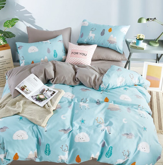 Baby crib bedding Duvet Cover Set 100% Cotton printed Woodland Animal Friends Bear Rabbit Flower Pink Green for kids