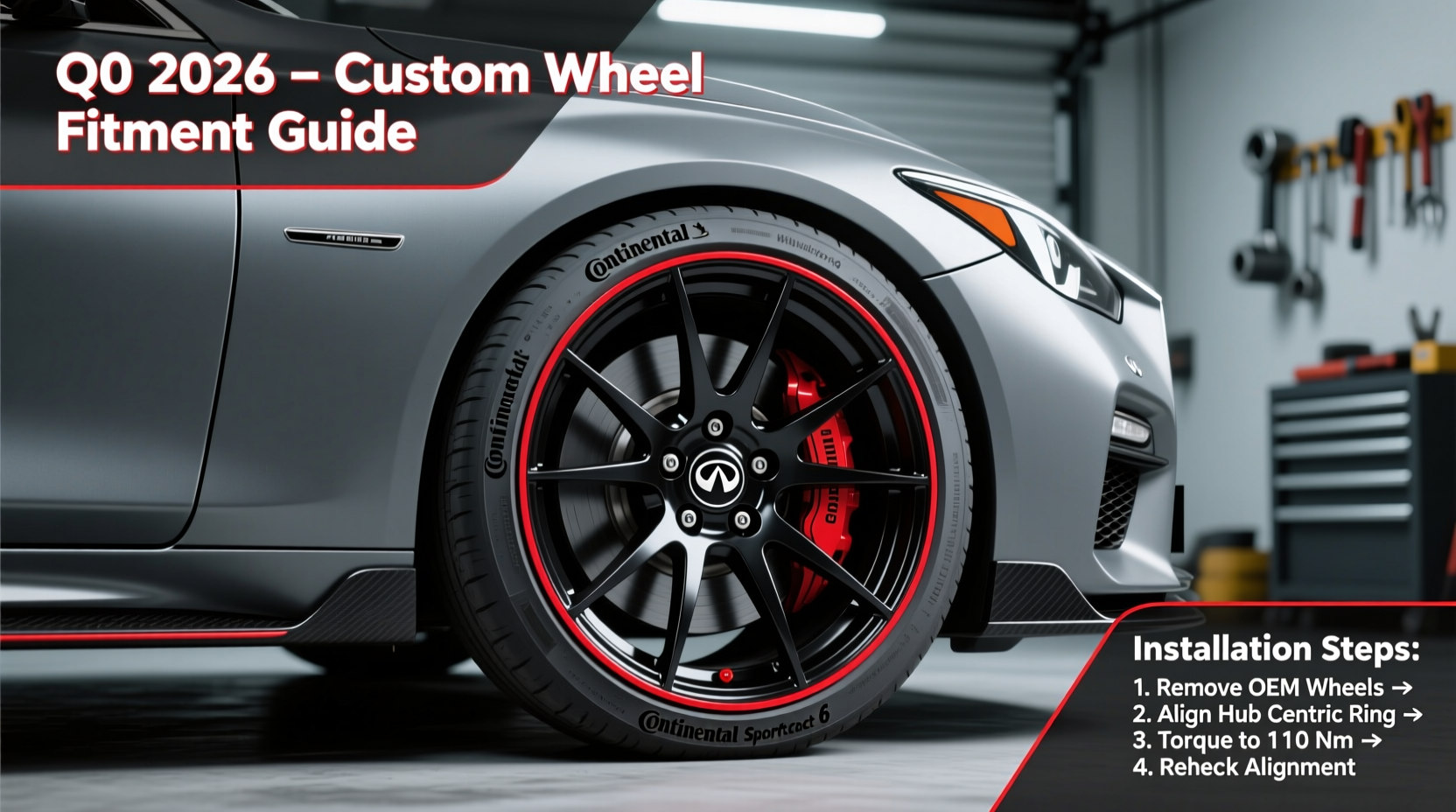 q50 custom wheel install 2026