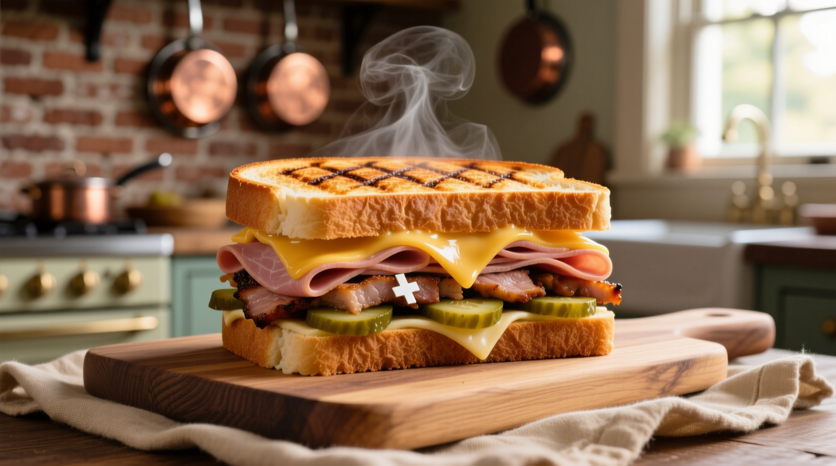faux cubano grilled cheese sandwiches