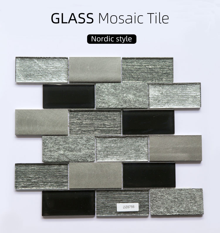 300x300mm Interior Decoration Glass Tiles Natural Marble Black Stone Mosaic