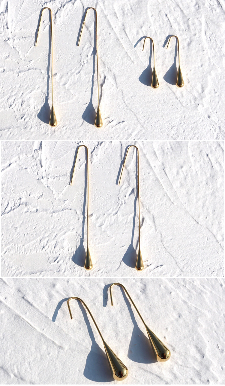 时尚宣言独特女性珠宝不锈钢长链银水滴耳环金