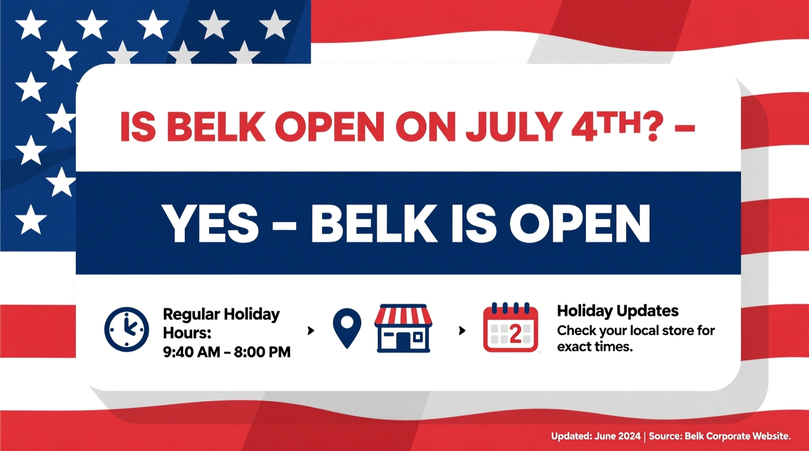 is belk open on july 4th