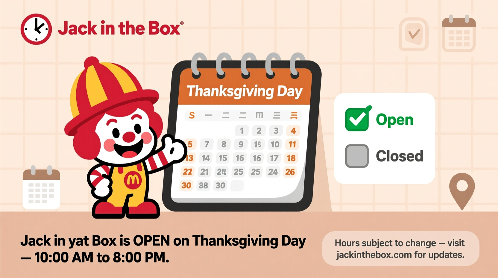 is jack in the box open on thanksgiving day