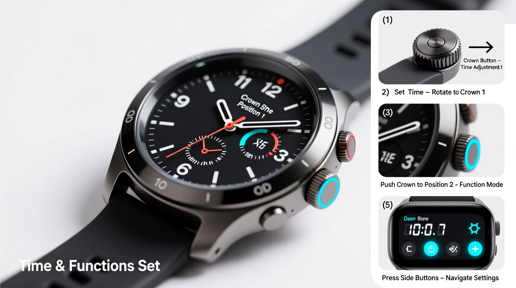 step by step guide to adjusting time and functions on a multi functional quartz watch