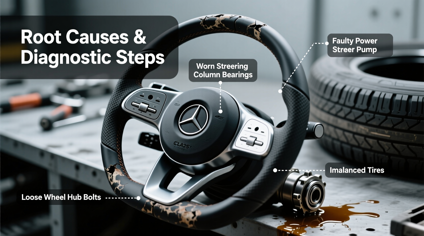 cla250 steering wheel vibration diagnosis