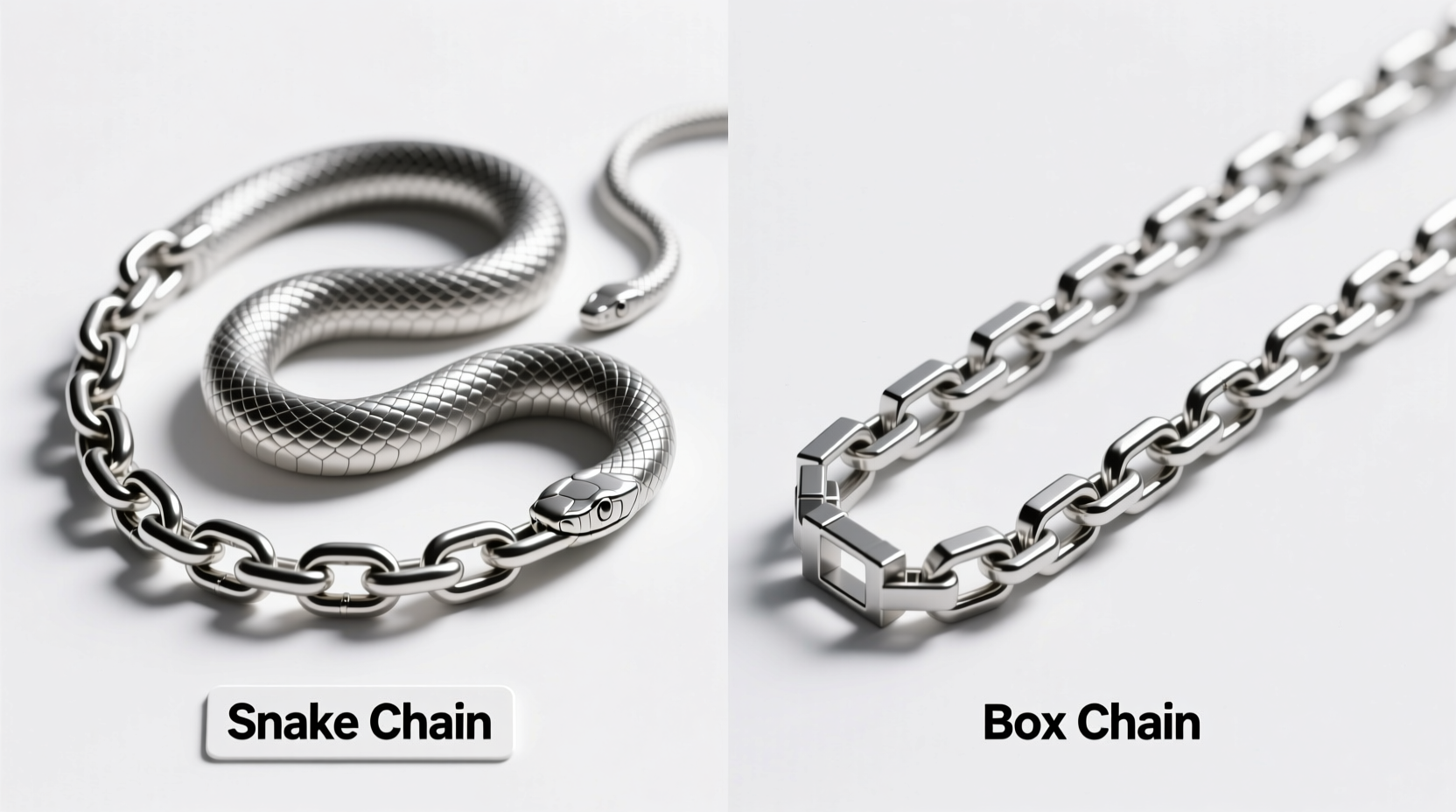 snake chain vs box chain is one really stronger or just looks different