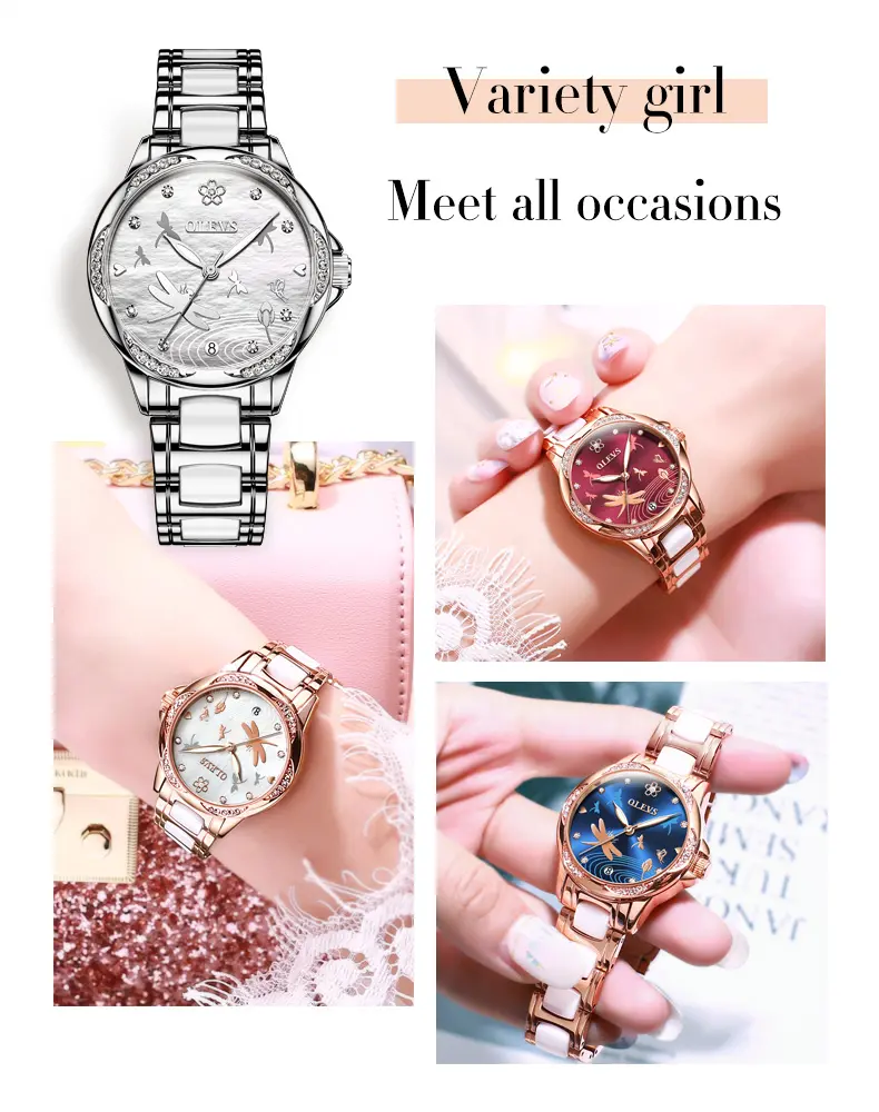 Women Watch Top Brand OLEVS Lovey Women Mechanical Watch Water Resistant Feature Fashion Diamond Valentine Automatic Watches