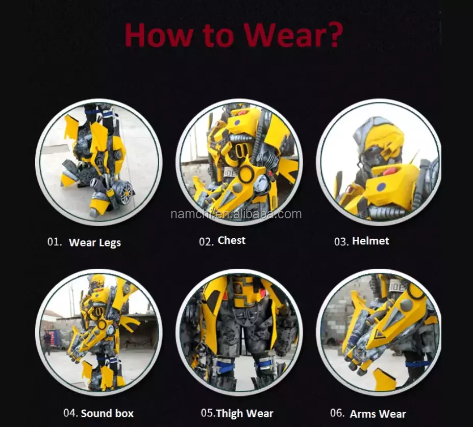 Life Size Realistic Yellow Armor Robot Suits Costume