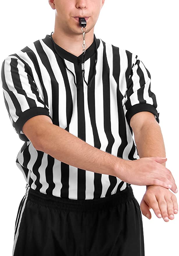 男装官方黑白条纹裁判衬衫拉链裁判球衣/pro参考均匀足球篮球和足球