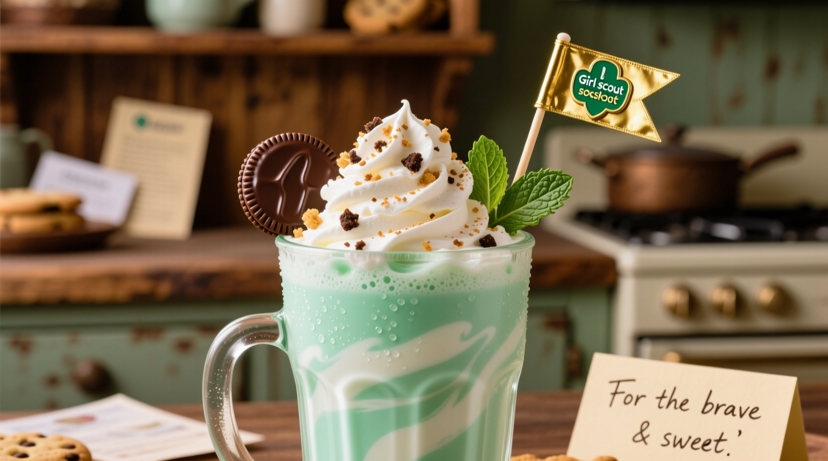 spiked thin mint milkshake girl scout cookies shake recipe