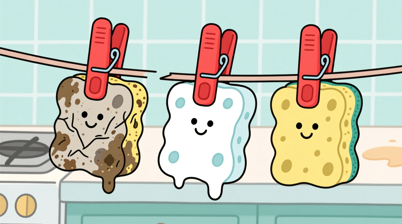 clip sponges to separate those used for really dirty