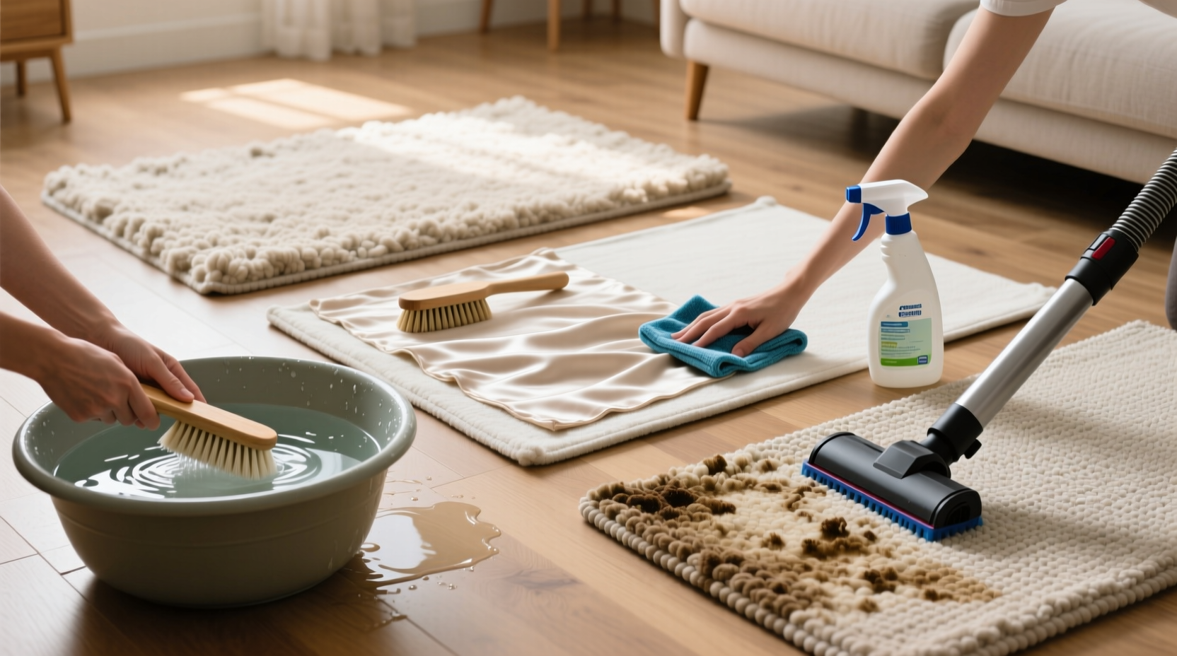 how to clean rug by type