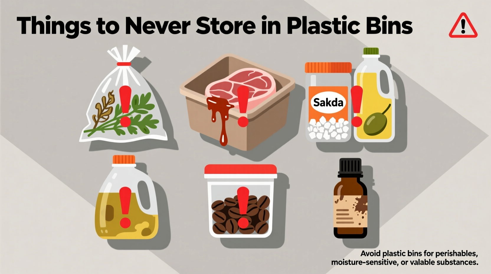 things to never store in plastic bins