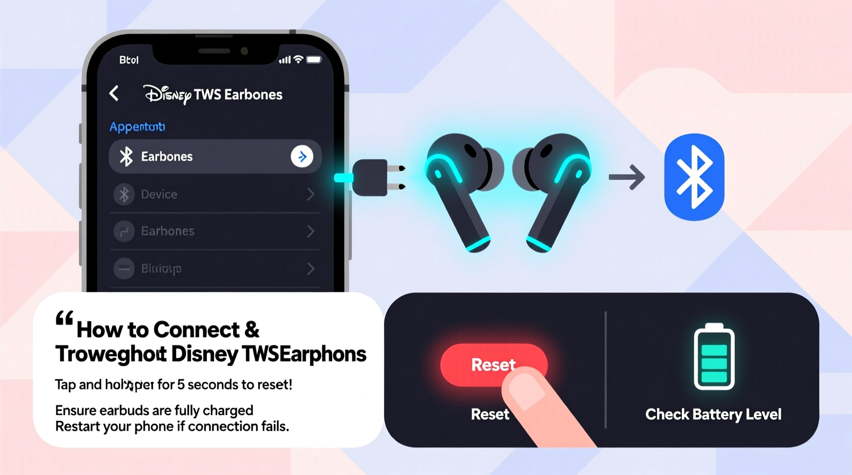 how to easily connect and troubleshoot disney tws bluetooth earphones with your phone