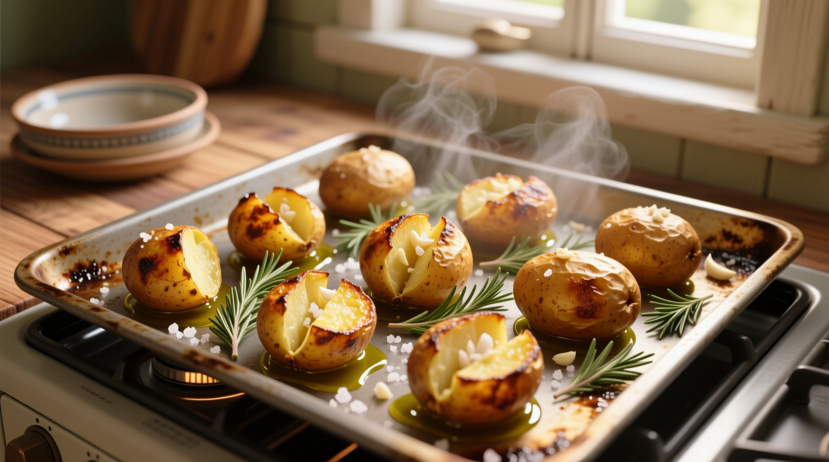 garlic potatoes in oven