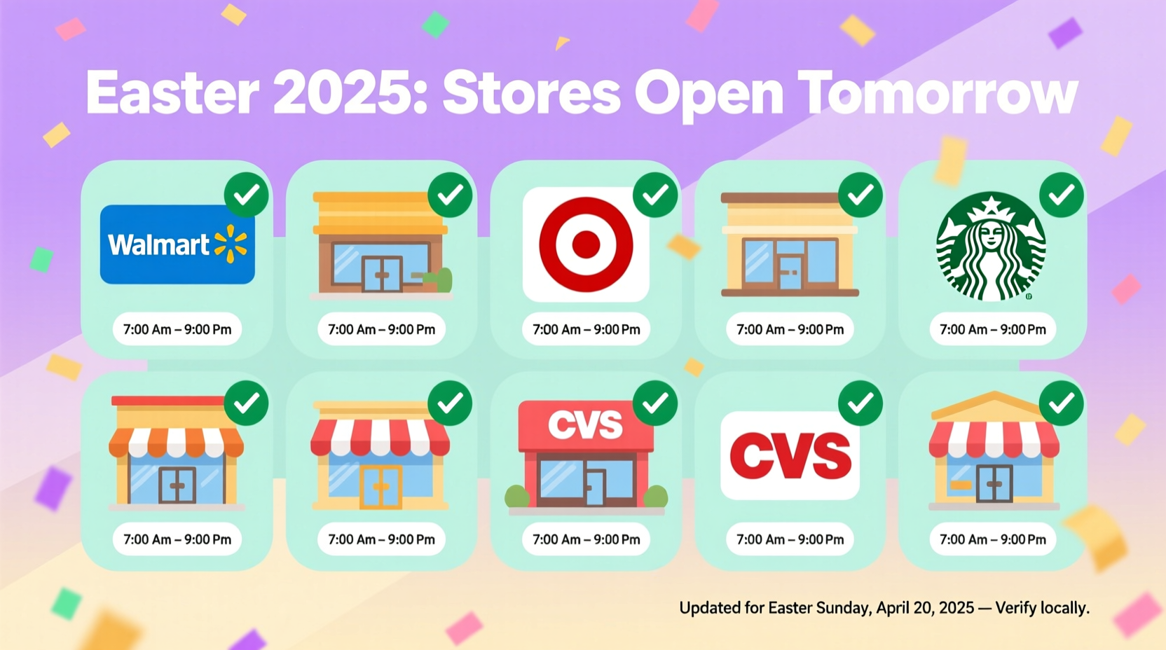 what stores will be open tomorrow on easter